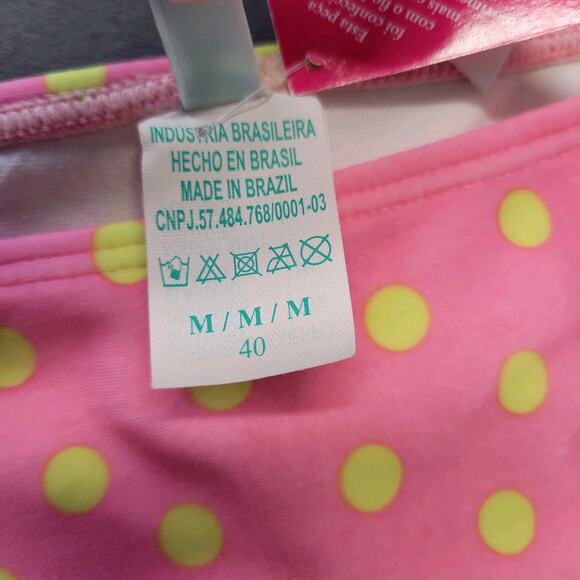 Agua Doce Polka Dot Full Bikini Bottom Swimsuit Womens M Beachwear Pink Yellow - Picture 6 of 10